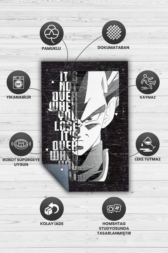 Pes Edersen Biter Siyah Beyaz Anime Halısı Dokuma Tabanlı Anime Sever Halısı Hediyelik Halı