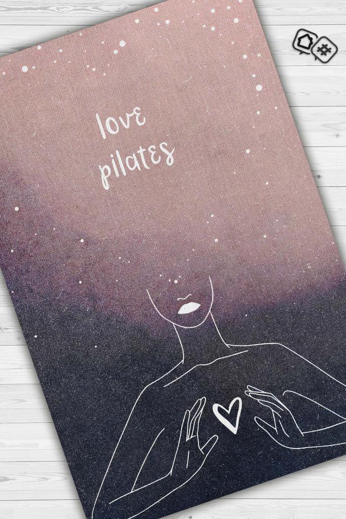 Pilatesi Seviyorum Çok Renkli Meditasyon Halı Vintage Halı,Yoga Halısı,Sipiritüel Halı