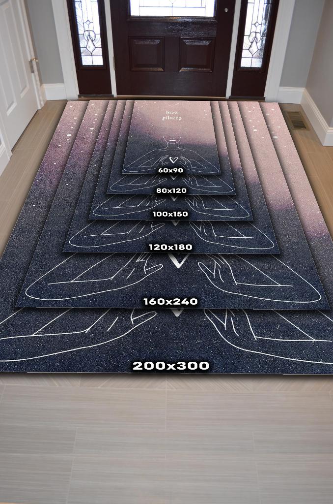 Pilatesi Seviyorum Çok Renkli Meditasyon Halı Vintage Halı,Yoga Halısı,Sipiritüel Halı