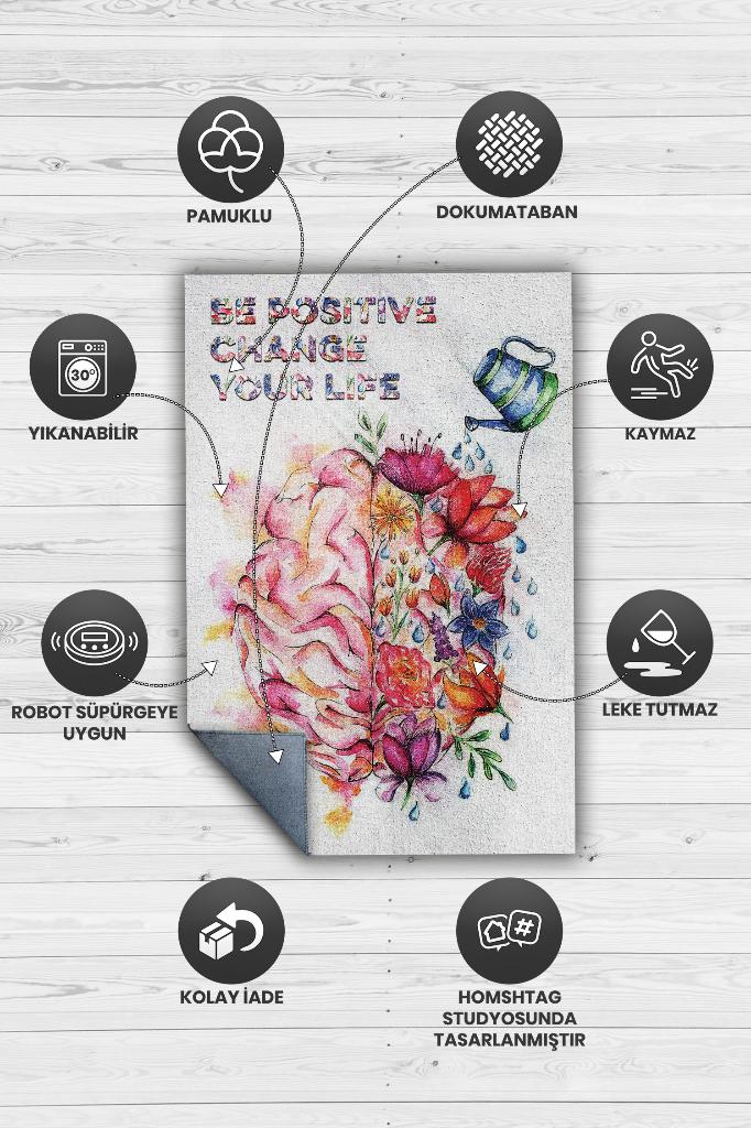 Pozitif Ol Hayatını Değiştir Dekoratif Halı