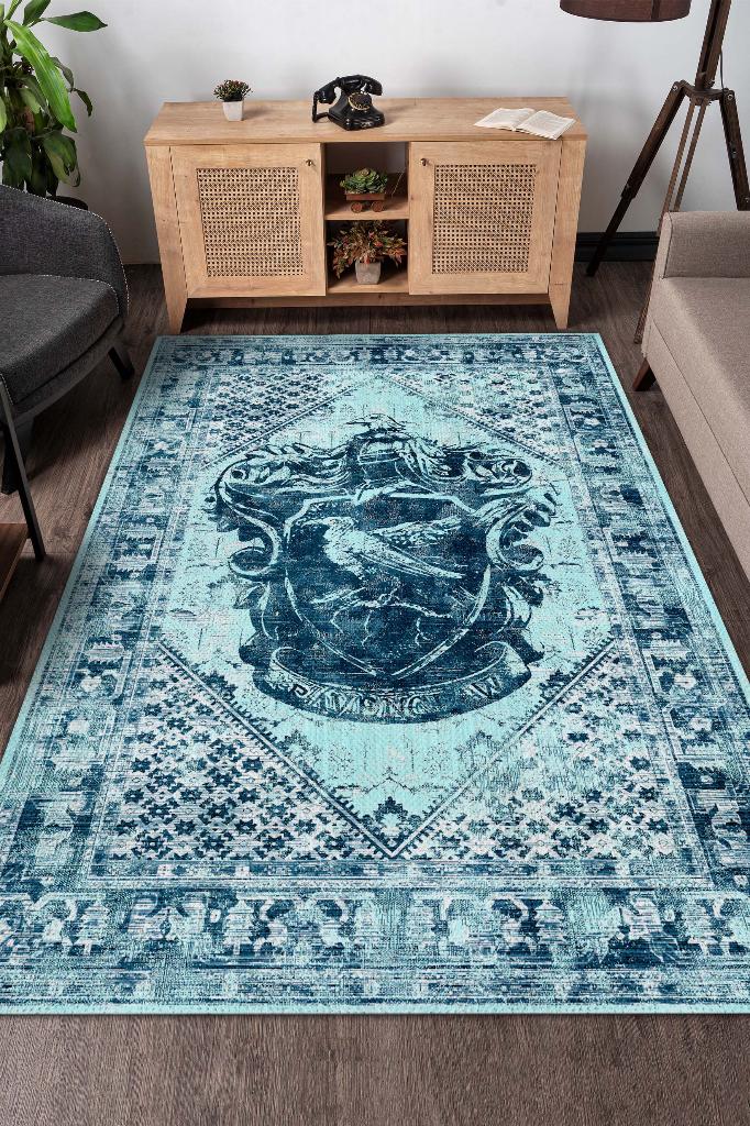 Ravenclaw Art Deco Harry Potter Desenli Halı Yıkanabilir Çocuk Odası Halısı Çok Renkli Halı