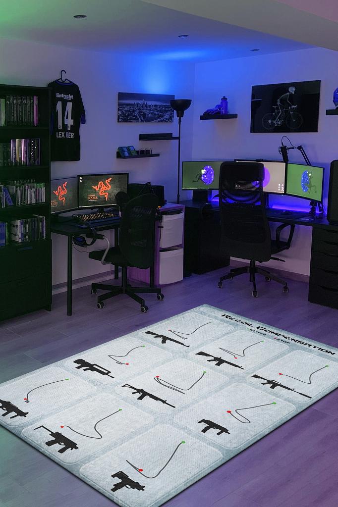 Recoil Beyaz Renk Oyuncu Halı Açık Renk Gamer Temalı Halı Counter Strike Sever Hediye Halı