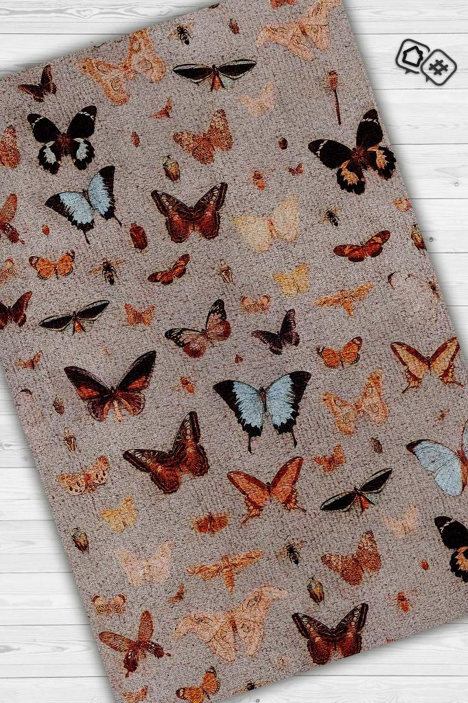 Homshtag Renk Renk Kelebekler Çok Renkli Halı Dokuma Taban Hayvan Baskılı Özel Tasarım Halı
