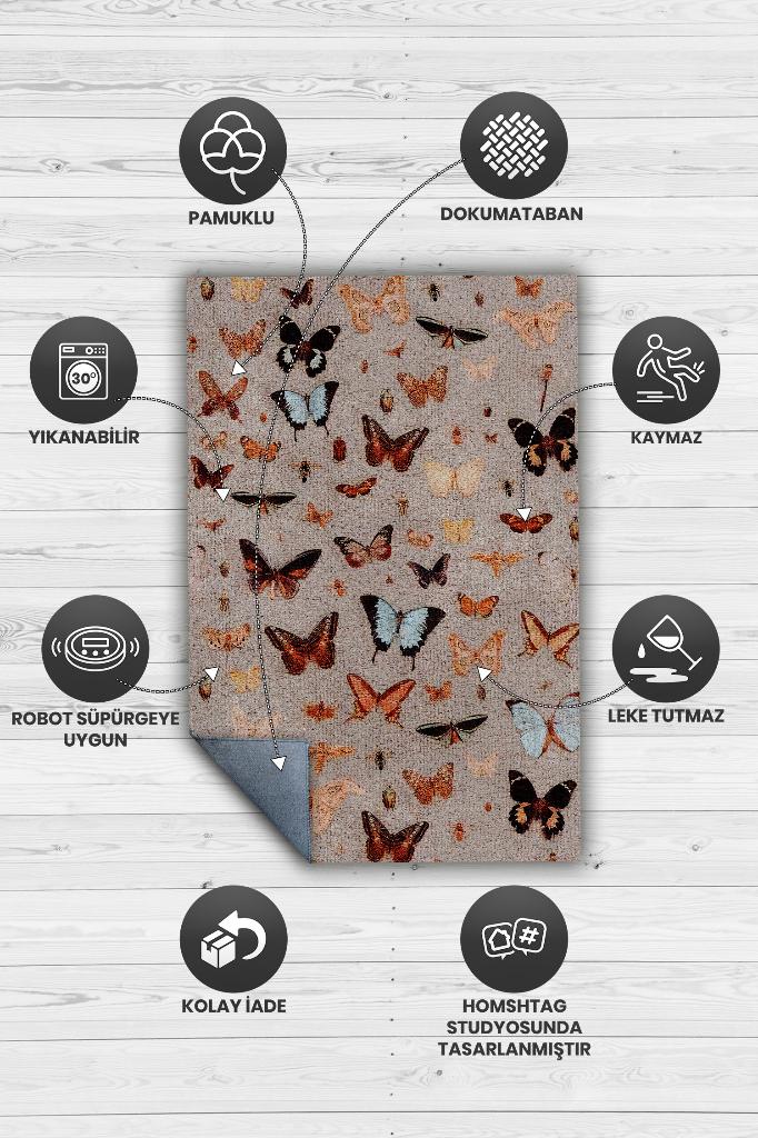 Homshtag Renk Renk Kelebekler Çok Renkli Halı Dokuma Taban Hayvan Baskılı Özel Tasarım Halı