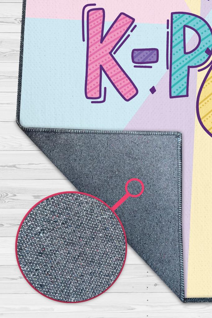 Renkli K-pop Çok Renkli Halı Modern Genç Odası Halısı Dokuma Tabanlı Kpop Sever Halısı