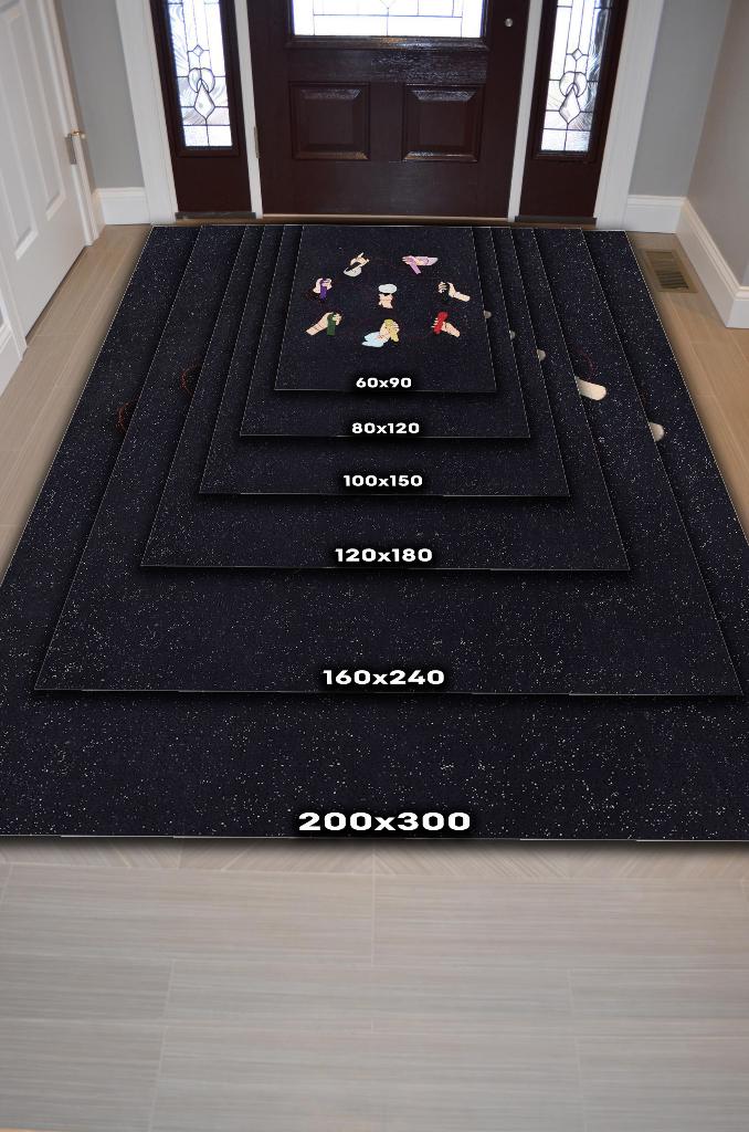 Renkli Mikrofonlar Siyah Renkli Halı Modern Genç Odası Halısı Kpop Sever Genç Odası Halısı