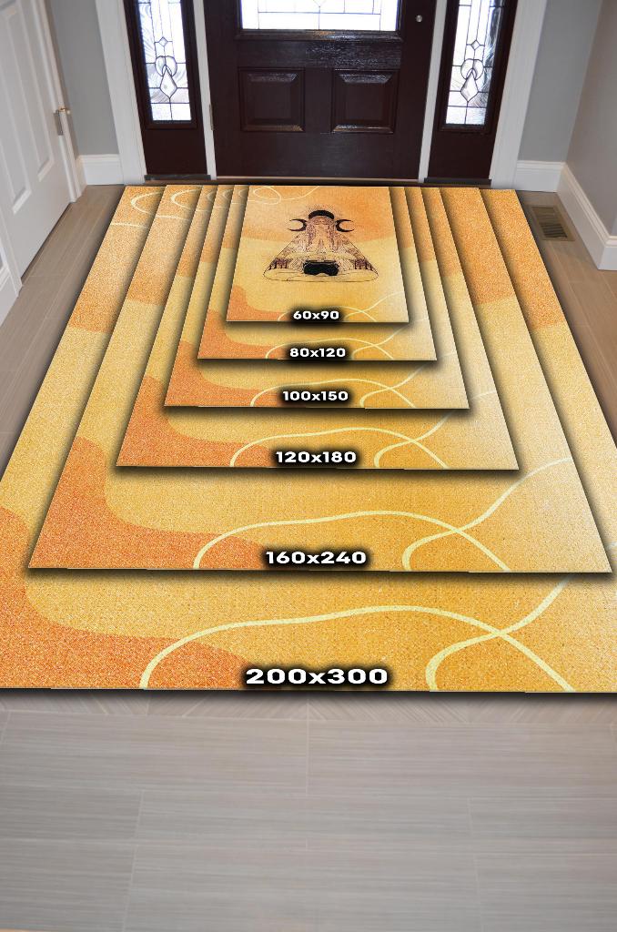 Ritüel Meditasyon Krem Bej Halı Vintage Halı,Yoga Halısı,Sipiritüel Halı