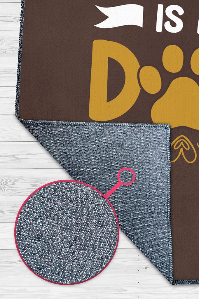 Ruh Eşim Köpek Kahverengi Sade Oturma Odası Halısı Yazılı Genç Odası Halısı Köpekli Halı