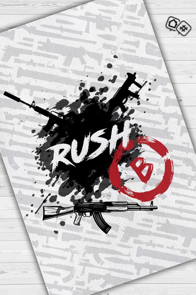 Rush Siyah Beyaz Renk Oyuncu Halı Koyu Renk Gamer Temalı Halı Counter Strike Hediyelik Halı