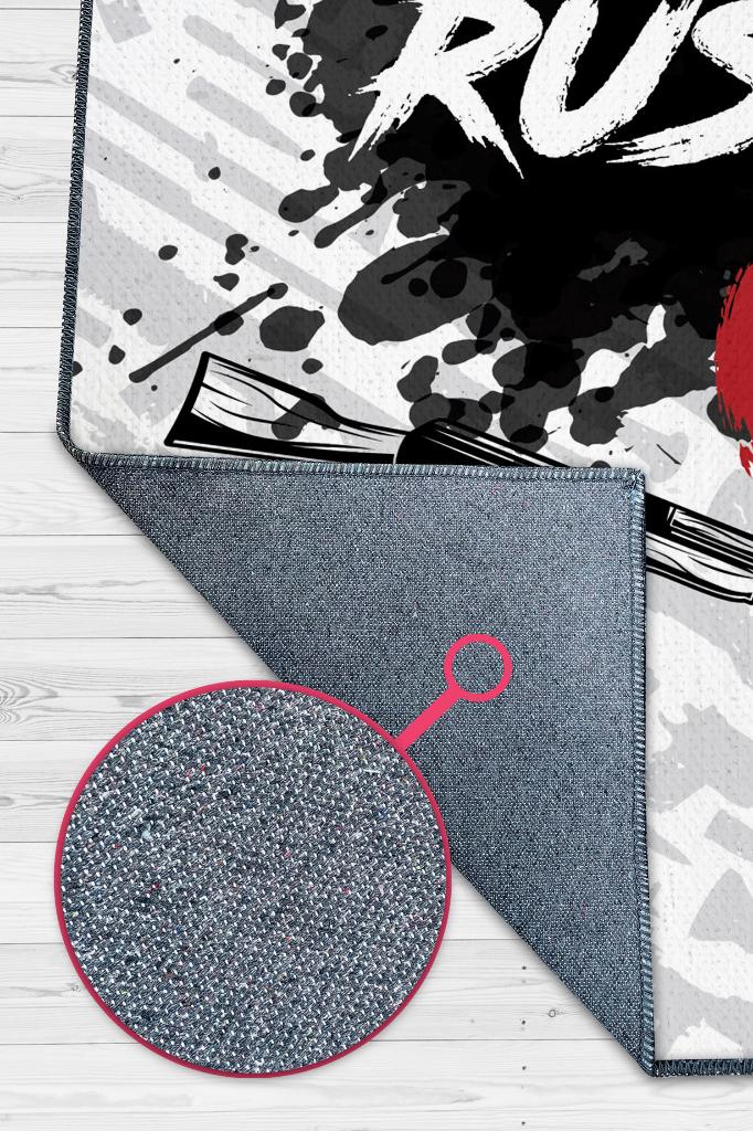 Rush Siyah Beyaz Renk Oyuncu Halı Koyu Renk Gamer Temalı Halı Counter Strike Hediyelik Halı