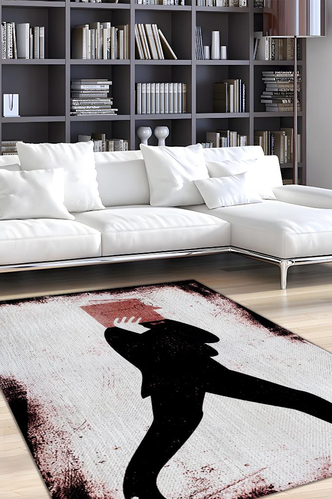 Sadece Kitap Krem Renkli Kitap Sever Halısı Okuma Sever Çalışma Odası Halısı