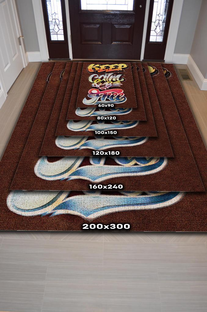 Duvar Sanatı Temalı Kahverengi Genç Odası Halsı Yıkanabilir Dekoratif Graffiti Halısı