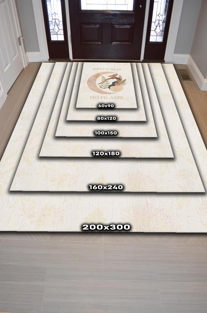 Sakin Ol Pilates Yap Pamuklu Dokuma Tabanlı Yıkanabilir Kaymaz Dekoratif Halı