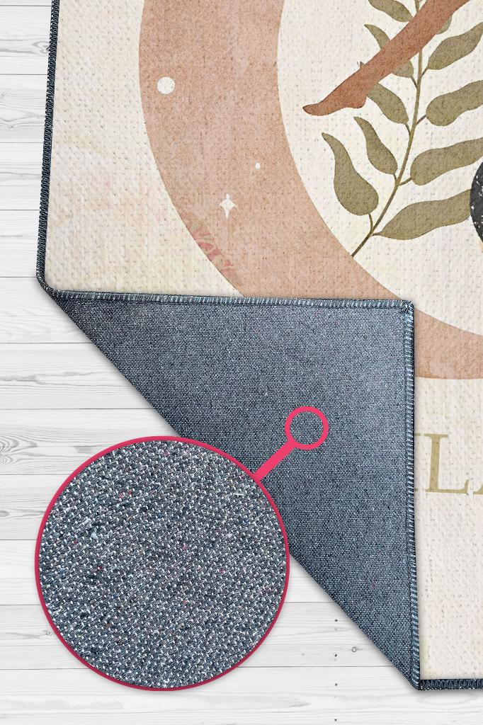 Sakin Ol Pilates Yap Pamuklu Dokuma Tabanlı Yıkanabilir Kaymaz Dekoratif Halı