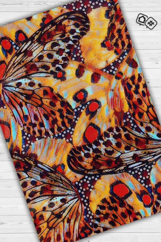 Homshtag Sanatsal Kelebek Çok Renkli Dekoratif Halı Dokuma Taban Hayvan Baskılı Özel Tasarım Halı