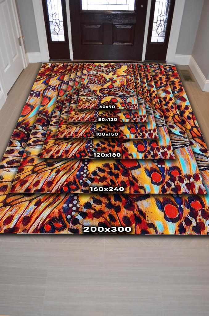 Homshtag Sanatsal Kelebek Çok Renkli Dekoratif Halı Dokuma Taban Hayvan Baskılı Özel Tasarım Halı