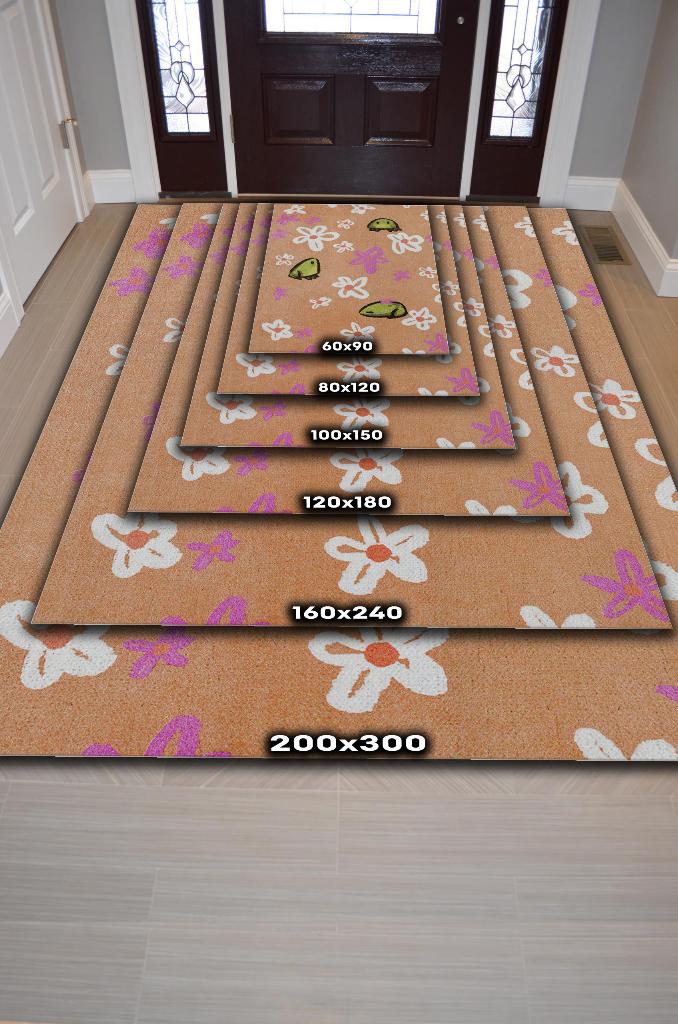 Şaşkın Kurbağa Bej Renkli Minimalist Mutfak Halısı Kurbağa Baskılı Özel Tasarım Halı