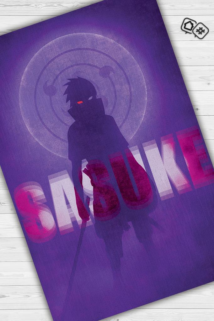 Sasuke Mor Renkli Halı Modern Anime Halısı Desenli Anime Sever Halı Hediyelik Halı
