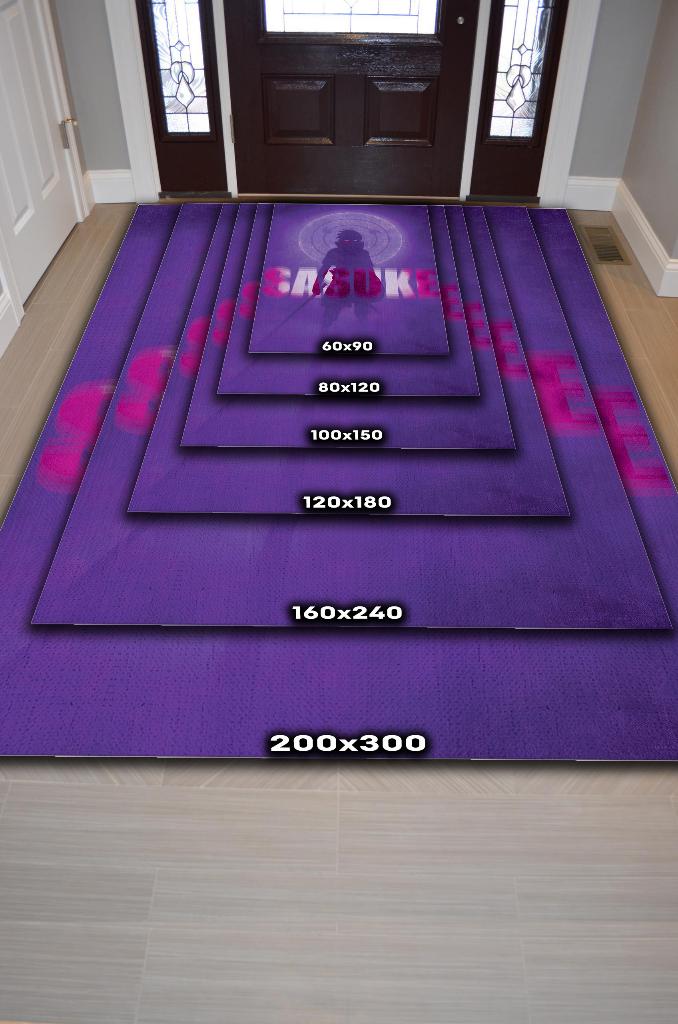 Sasuke Mor Renkli Halı Modern Anime Halısı Desenli Anime Sever Halı Hediyelik Halı