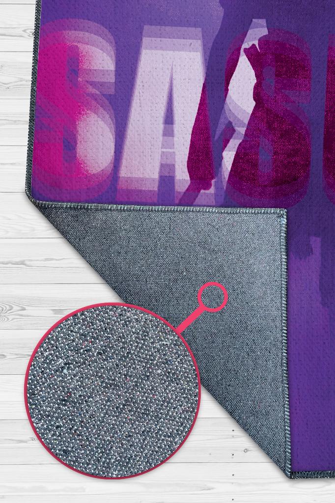 Sasuke Mor Renkli Halı Modern Anime Halısı Desenli Anime Sever Halı Hediyelik Halı