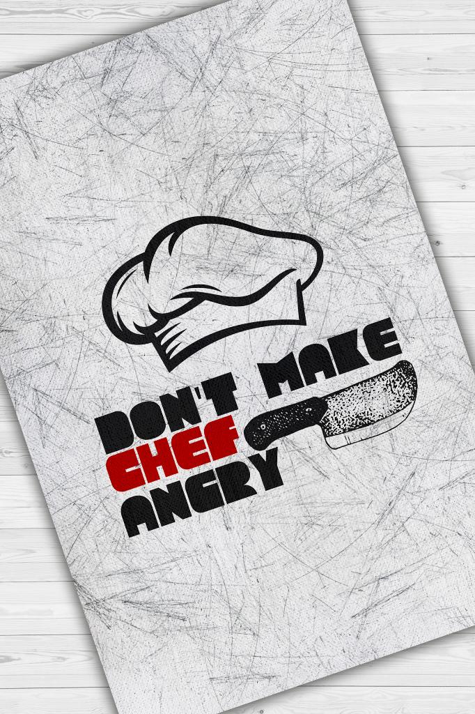 Şefi Kızdırma Beyaz Renkli Mutfak Halısı Mutfak Temalı Minimal Modern Mutfak Halısı