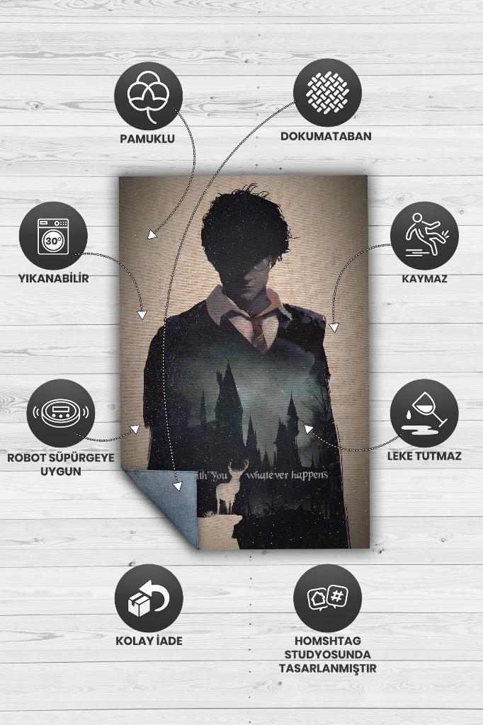Seninleyiz Bej Renkli Harry Potter Halısı Çocuk Odası Halısı Çok Renk Halı Bohem Tarzı Halı