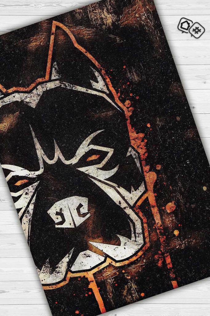 Sert Köpek Turuncu Siyah Renkli Köpek Figürlü Halı Modern Koyu Renk Oturma Odası Halısı