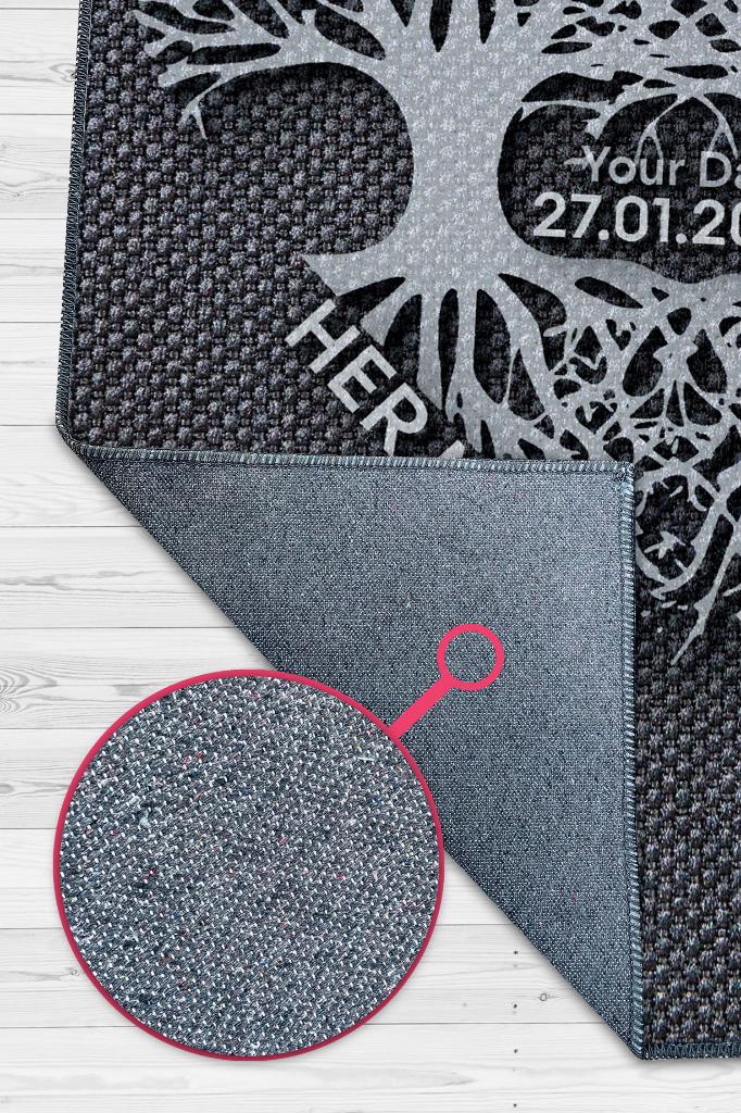 Sevginin Kökleri Kişiye Özel Kişiselleştirilebilir Halı Gri Hediyelik Sevgiliye Özel Halı