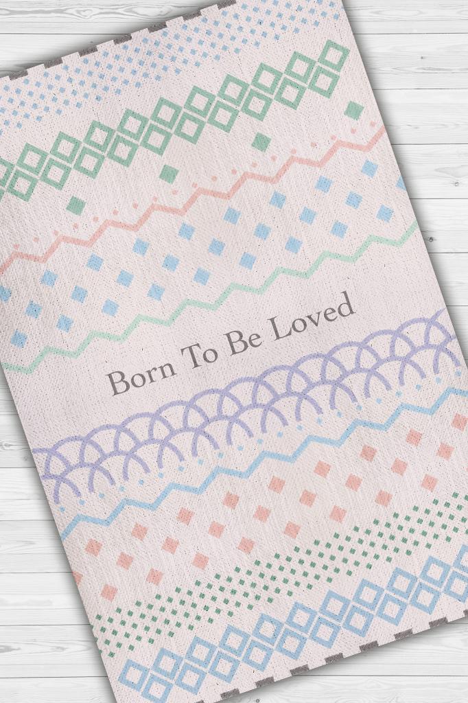 Sevilmek İçin Doğdu Açık Renkli Çocuk Odası Halısı Minimal Çocuk Halıs Geometrik Halı