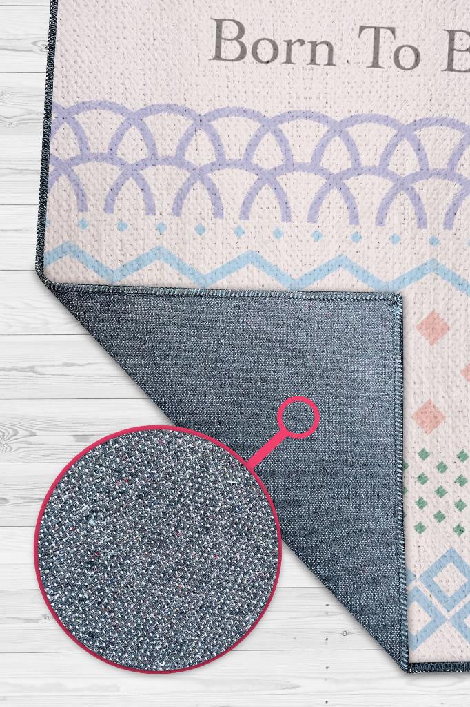 Sevilmek İçin Doğdu Açık Renkli Çocuk Odası Halısı Minimal Çocuk Halıs Geometrik Halı