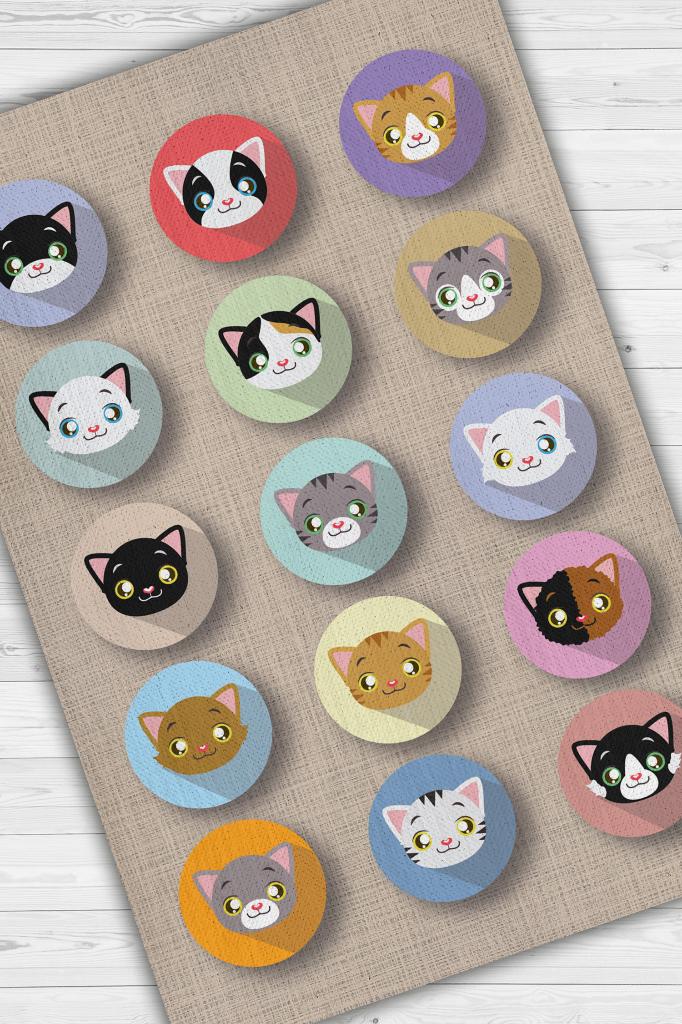 Sevimli Kediler Bej Renkli Halı Kedi Desenli Genç Odası Halısı Modern Salon Halısı