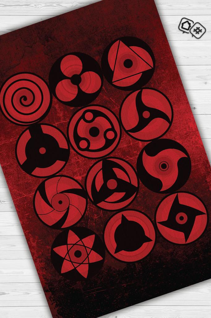Sharingan Kırmızı Siyah Renkli Halı Modern Halı Desenli Anime Sever Halı Hediyelik Halı