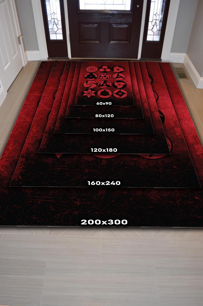 Sharingan Kırmızı Siyah Renkli Halı Modern Halı Desenli Anime Sever Halı Hediyelik Halı