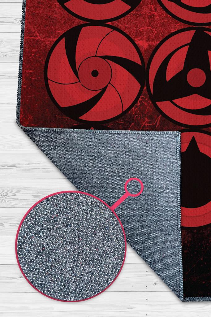 Sharingan Kırmızı Siyah Renkli Halı Modern Halı Desenli Anime Sever Halı Hediyelik Halı