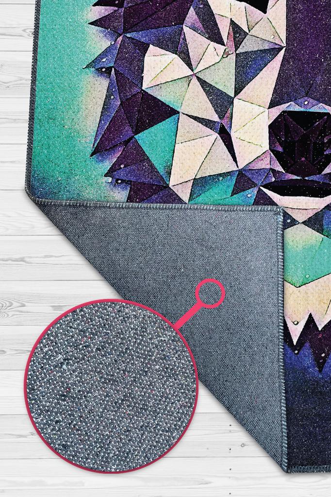 Sibirya Kurdu Renkli Salon Halısı Gölgeli Genç Odası Halısı Geometrik Köpek Sever Halısı