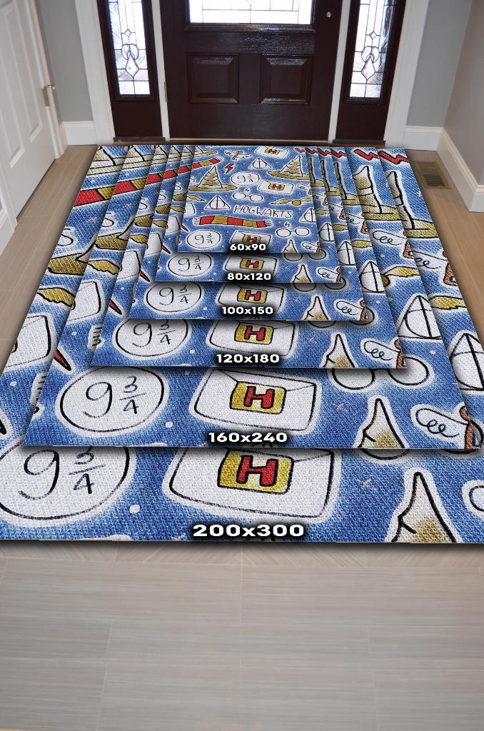 Sihir Okulu Harry Potter Desenli Halı Çok Renkli Halı Harry Potter Film Çocuk Odası Halısı