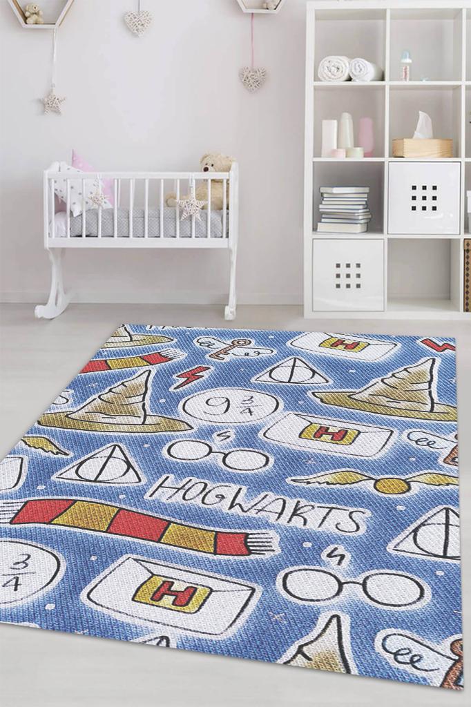 Sihir Okulu Harry Potter Desenli Halı Çok Renkli Halı Harry Potter Film Çocuk Odası Halısı