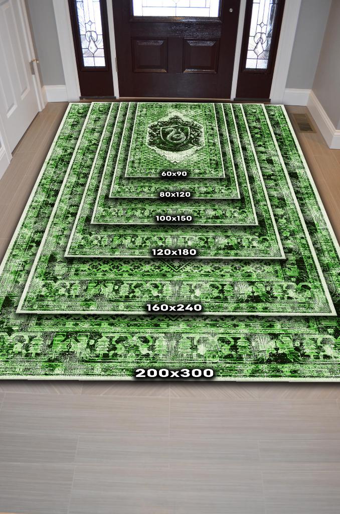 Slytherin Harry Potter Desenli Halı Yeşil Renkli Halı Harry Potter Film Sever Halısı