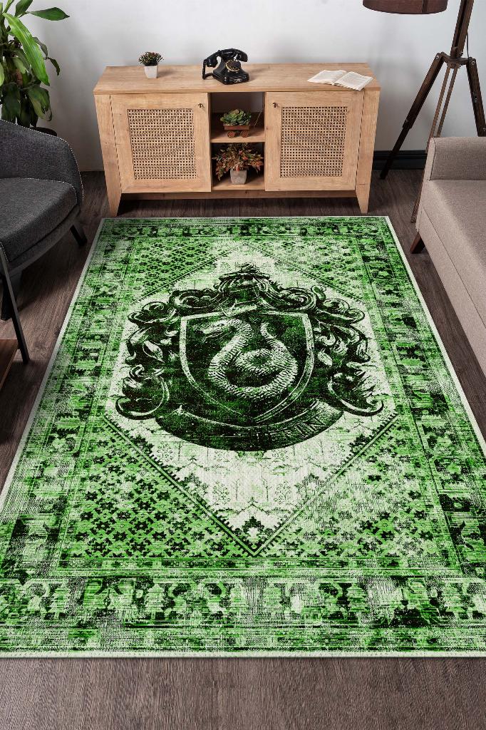 Slytherin Harry Potter Desenli Halı Yeşil Renkli Halı Harry Potter Film Sever Halısı