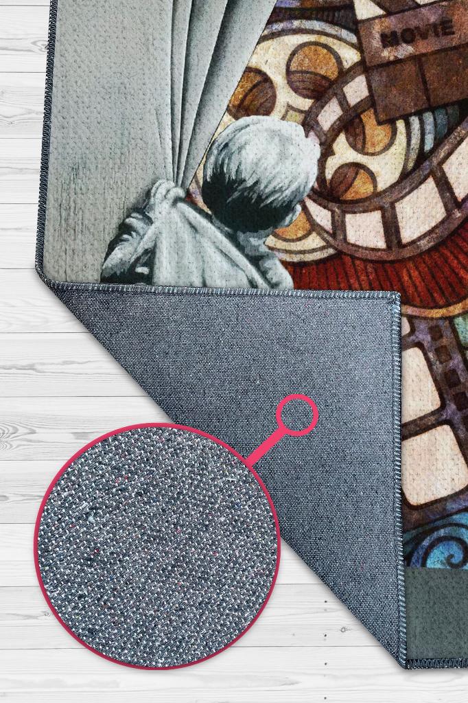 Son Sahne Graffiti Temalı Renkli Hediyelik Genç Odası Halısı Geometrik Graffiti Halısı