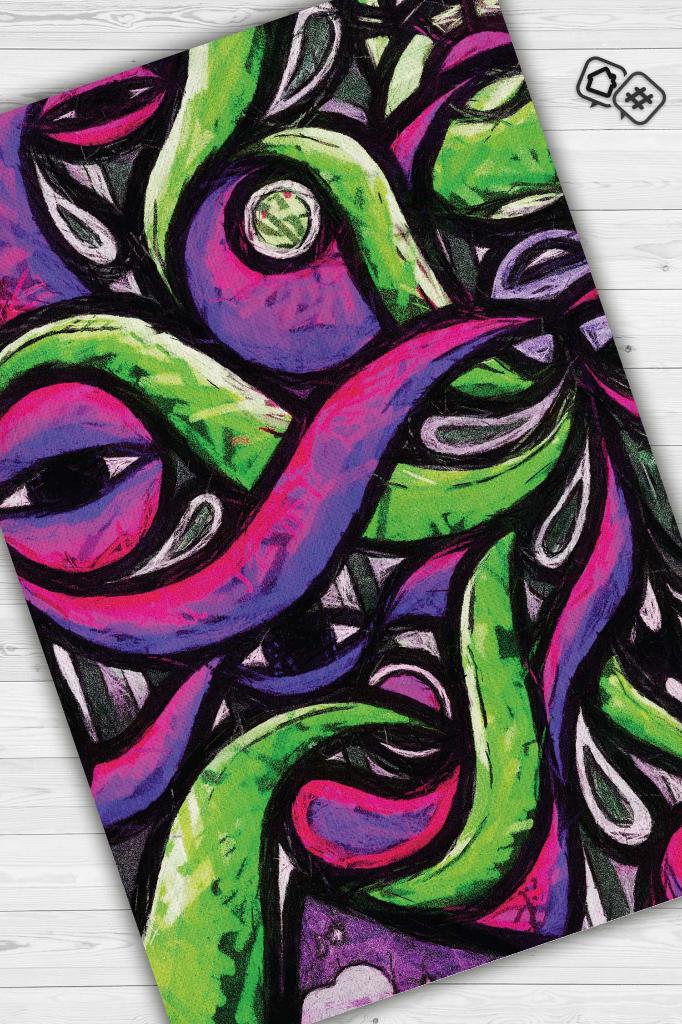 Soyut Graffiti Çok Renkli Genç Odası Halısı Dekoratif Graffiti Halısı Figürlü Graffiti Halı