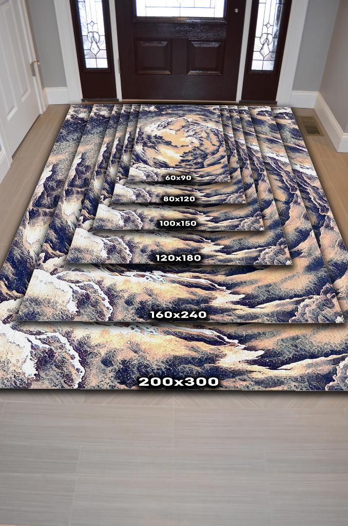 Soyut Manzara Renkli Halı Manzara Temalı Figürlü Salon Halısı Dijital Baskı Tasarım Halı