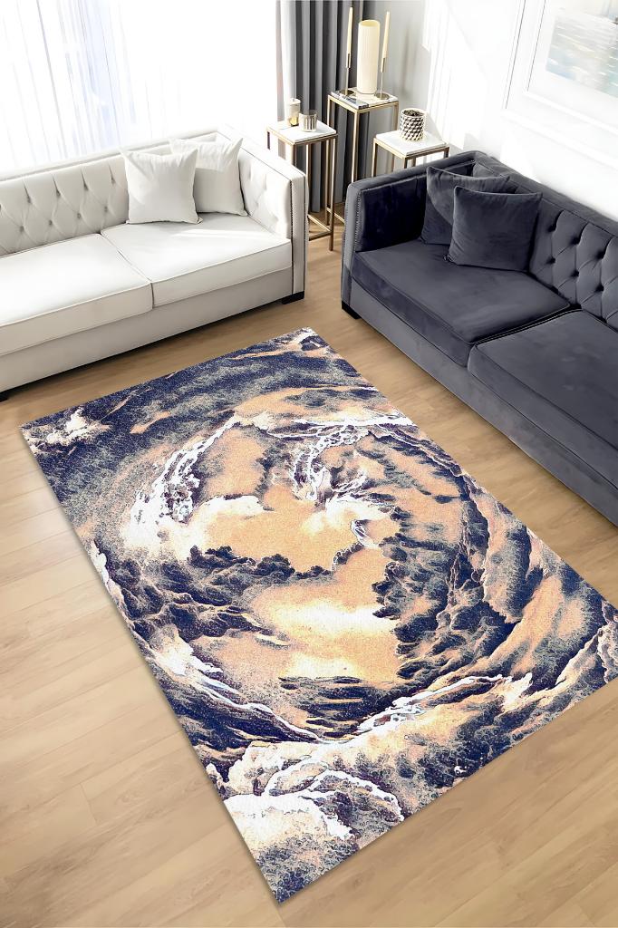 Soyut Manzara Renkli Halı Manzara Temalı Figürlü Salon Halısı Dijital Baskı Tasarım Halı
