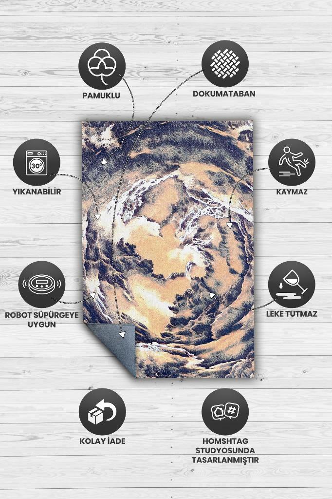 Soyut Manzara Renkli Halı Manzara Temalı Figürlü Salon Halısı Dijital Baskı Tasarım Halı