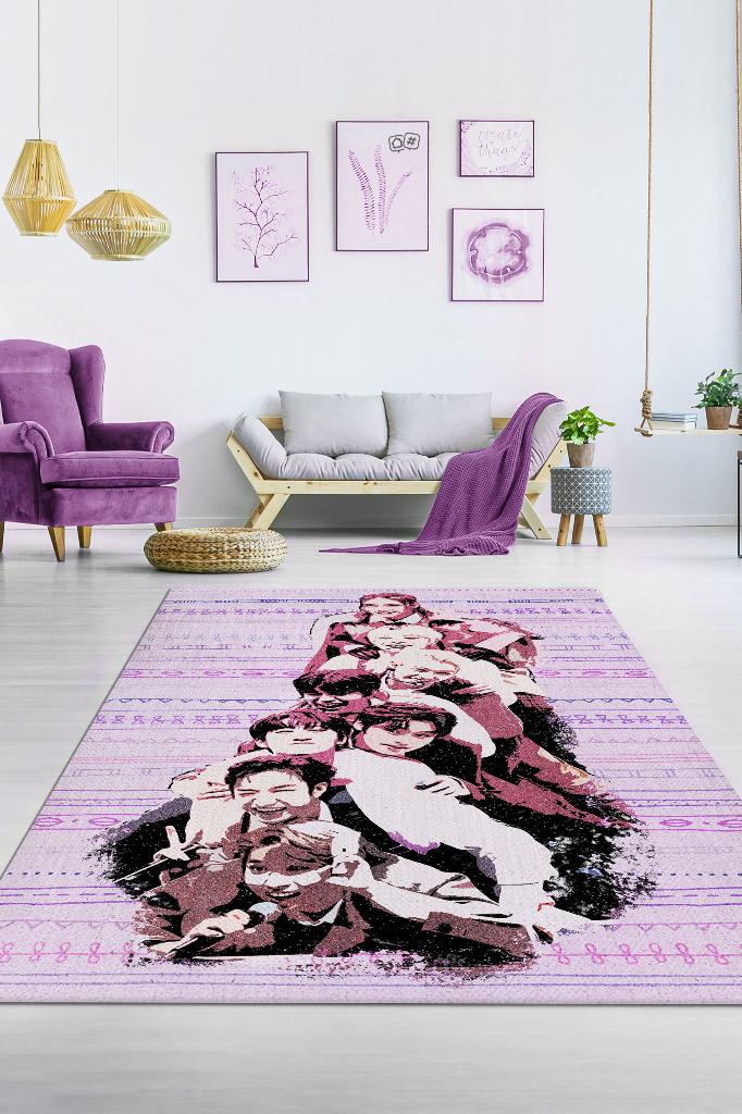 Stray Kids Çok Renkli Genç Kız Odası Halısı Modern Dokuma Halı Kpop Sever Müzik Temalı Halısı