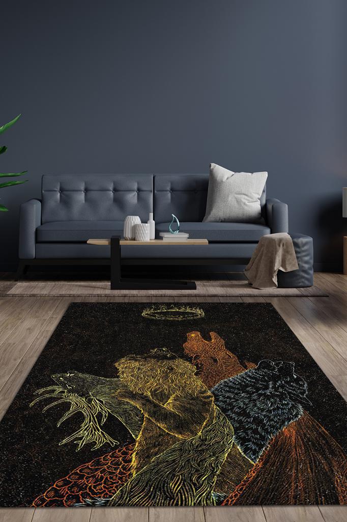 Taç Oyunları Film Desenli Halı Breaking Bad Film Halısı Art Renkli Dokulu Film Serisi Halı