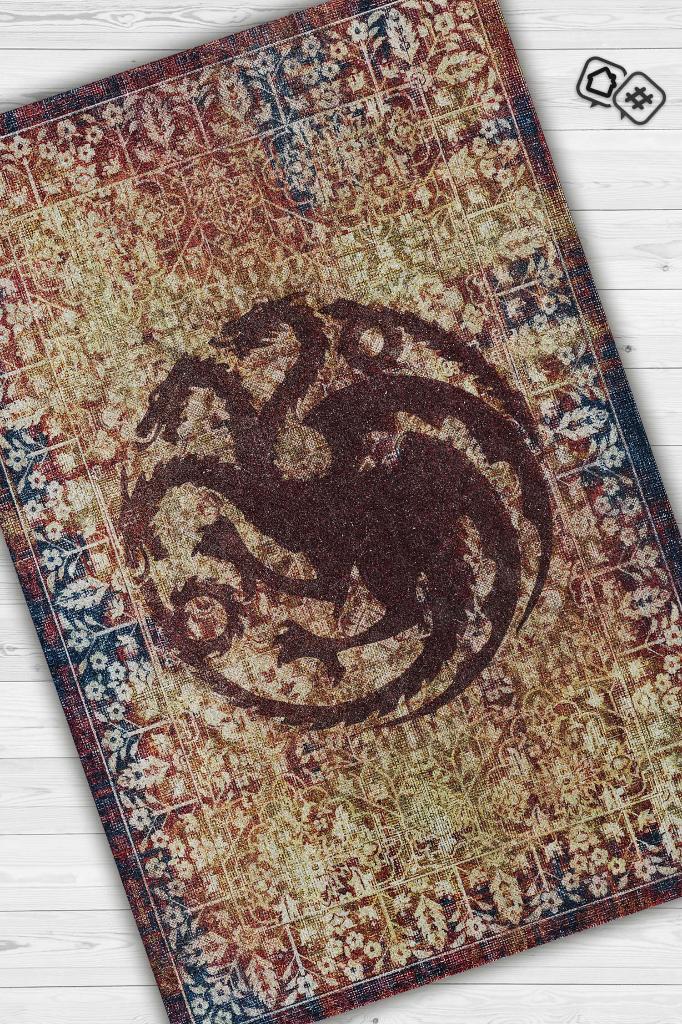 Targaryen Hanedanı Desenli Halı Game Of Thrones Film Halısı Renkli Dokulu Film Serisi Halı