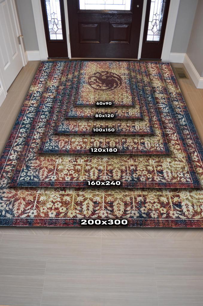 Targaryen Hanedanı Desenli Halı Game Of Thrones Film Halısı Renkli Dokulu Film Serisi Halı