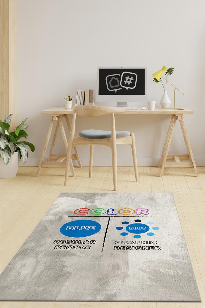 Tasarımcı Mavisi Dekoratif Tasarımcı Halısı