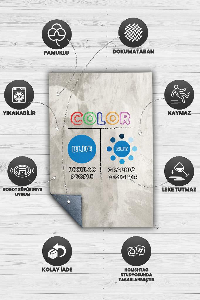 Tasarımcı Mavisi Dekoratif Tasarımcı Halısı